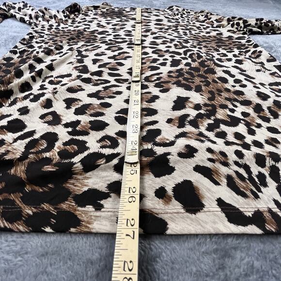 Susan Graver Top Large Liquid Blouse Animal Print Leopard Cheetah Stretch Loose - Picture 5 of 6
